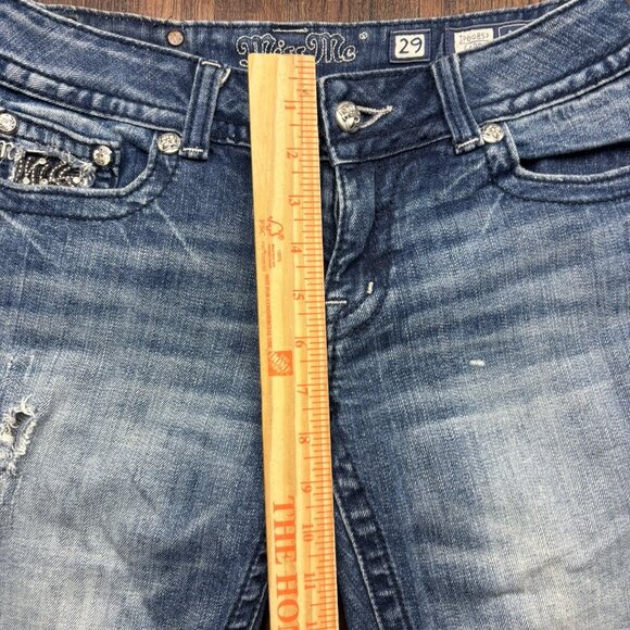 Miss Me Capri Jeans Rhinestone Leaves Distressed Medium Wash Women’s Size 29 - Picture 8 of 11